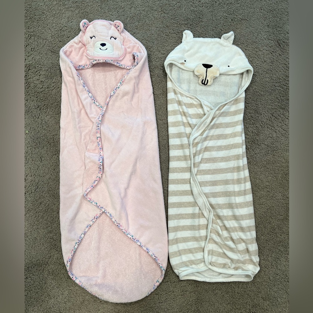 Set of 2 Hooded Bear Baby Bath Towels